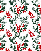 Red Berry Green Branch Botanical Rug