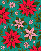 Crimson Pink Bloom Botanical Foliage Rug
