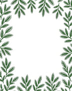 Dark Green Pine Branch Border Rug