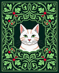 Emerald Green Holly Cat Portrait Rug