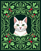 Emerald Green Holly Cat Portrait Rug