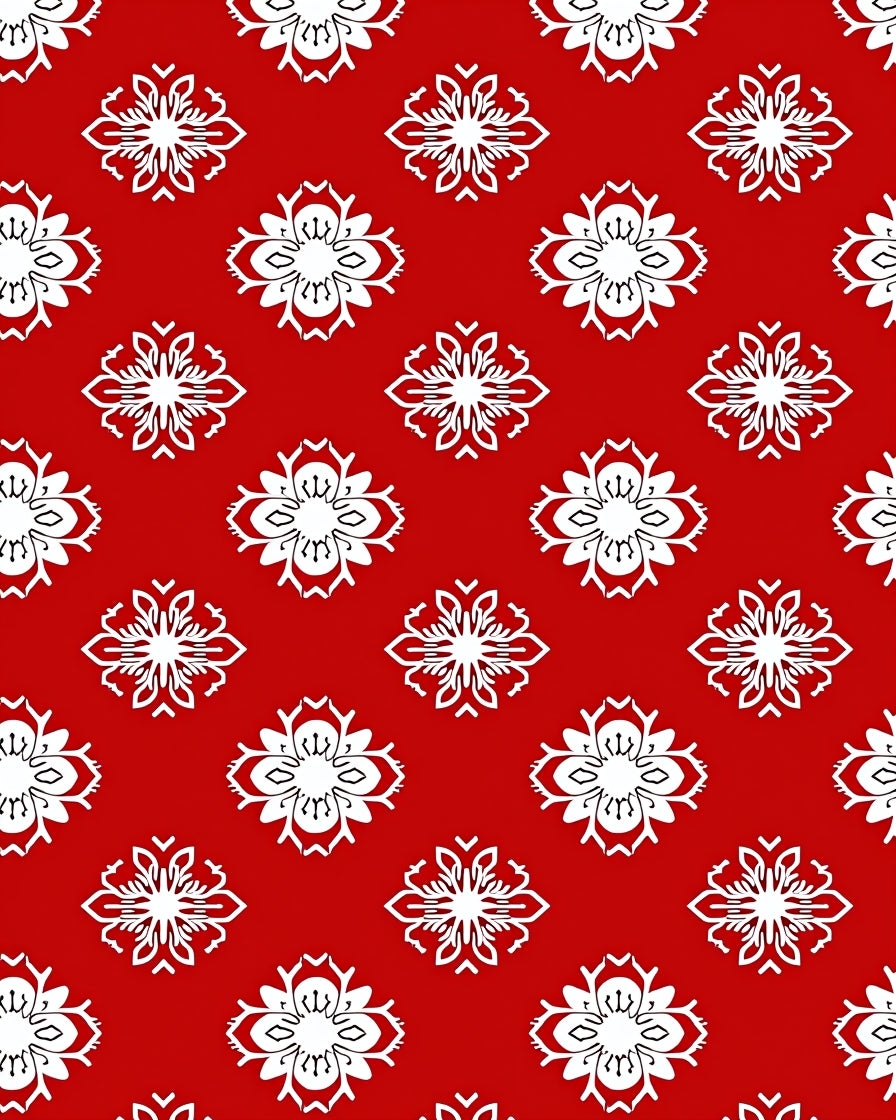 Red White Floral Medallion Repeat Rug