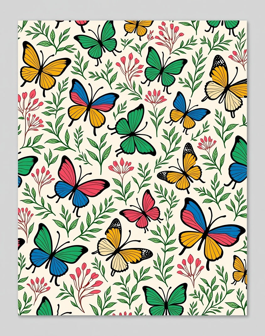 Whimsical Butterfly Garden Foliage Rug