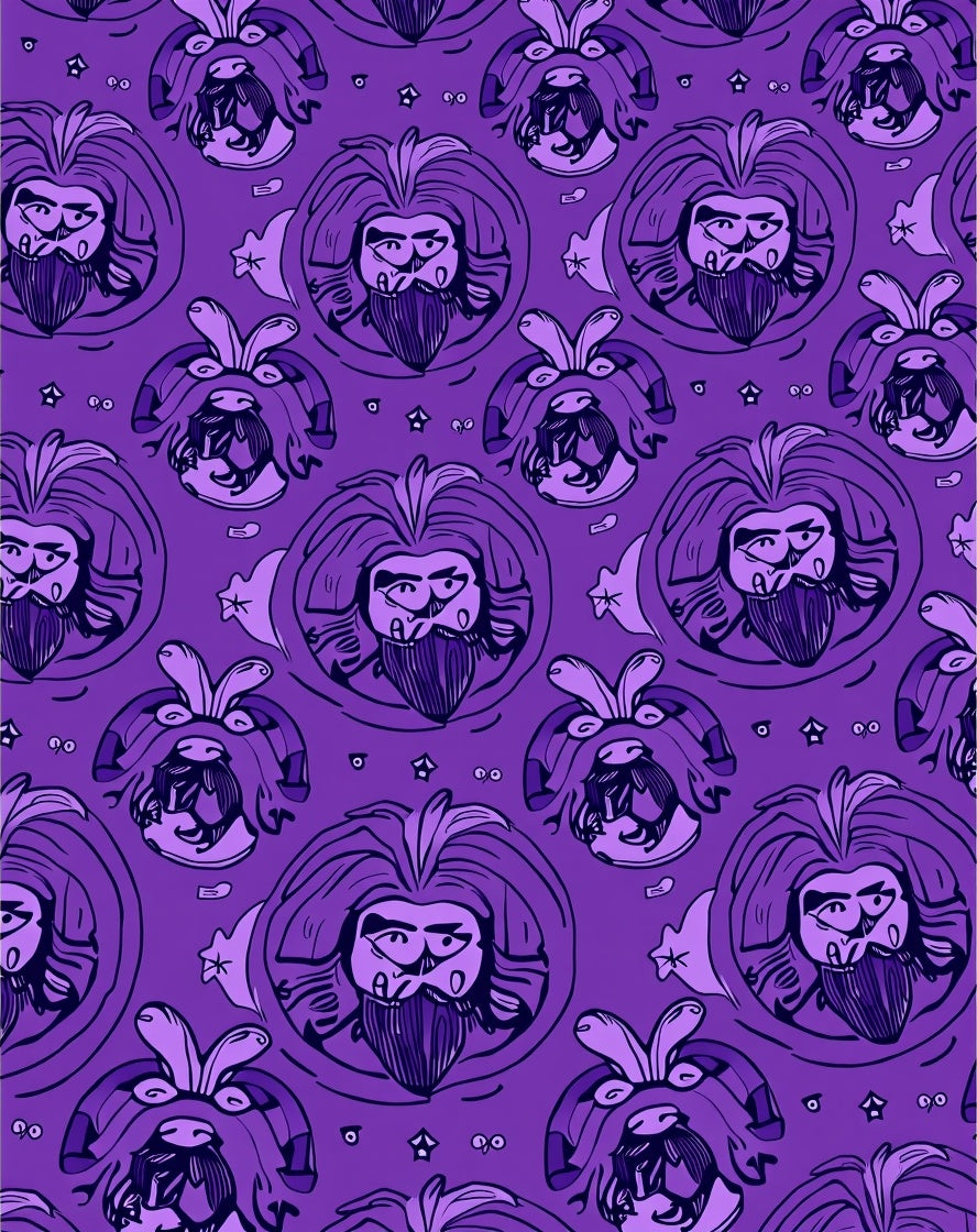 Purple Bearded Man Portrait Repeat Rug