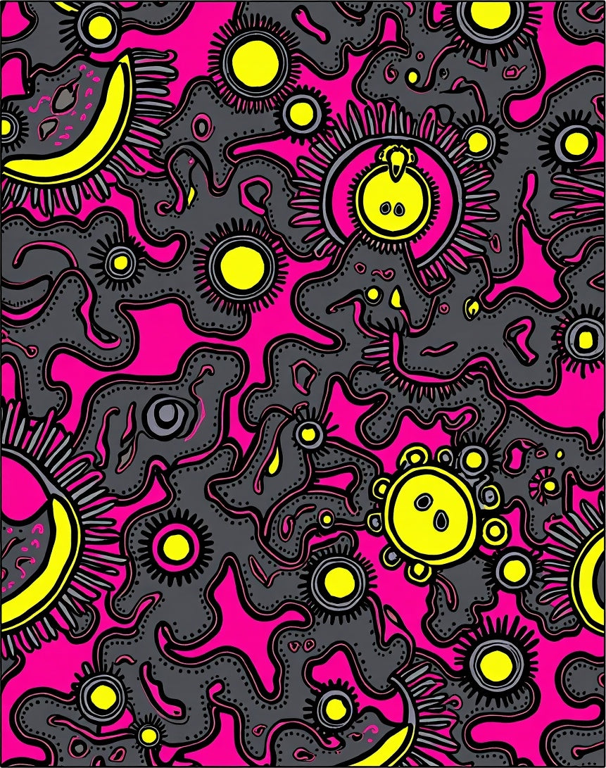 Bold Pink Yellow Microscopic Organism Rug