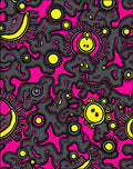 Bold Pink Yellow Microscopic Organism Rug