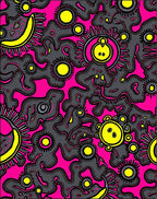 Bold Pink Yellow Microscopic Organism Rug