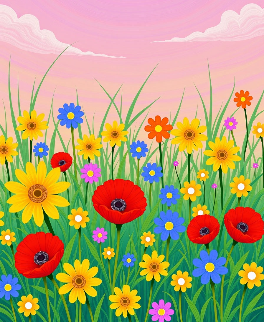 Vivid Meadow Multi Flower Field Rug