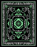 Ornate Mint Green Black Medallion Rug