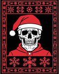 Crimson Skull With Snowflake Border Rug