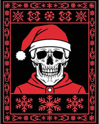 Crimson Skull With Snowflake Border Rug
