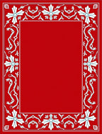 Crimson White Floral Border Rug
