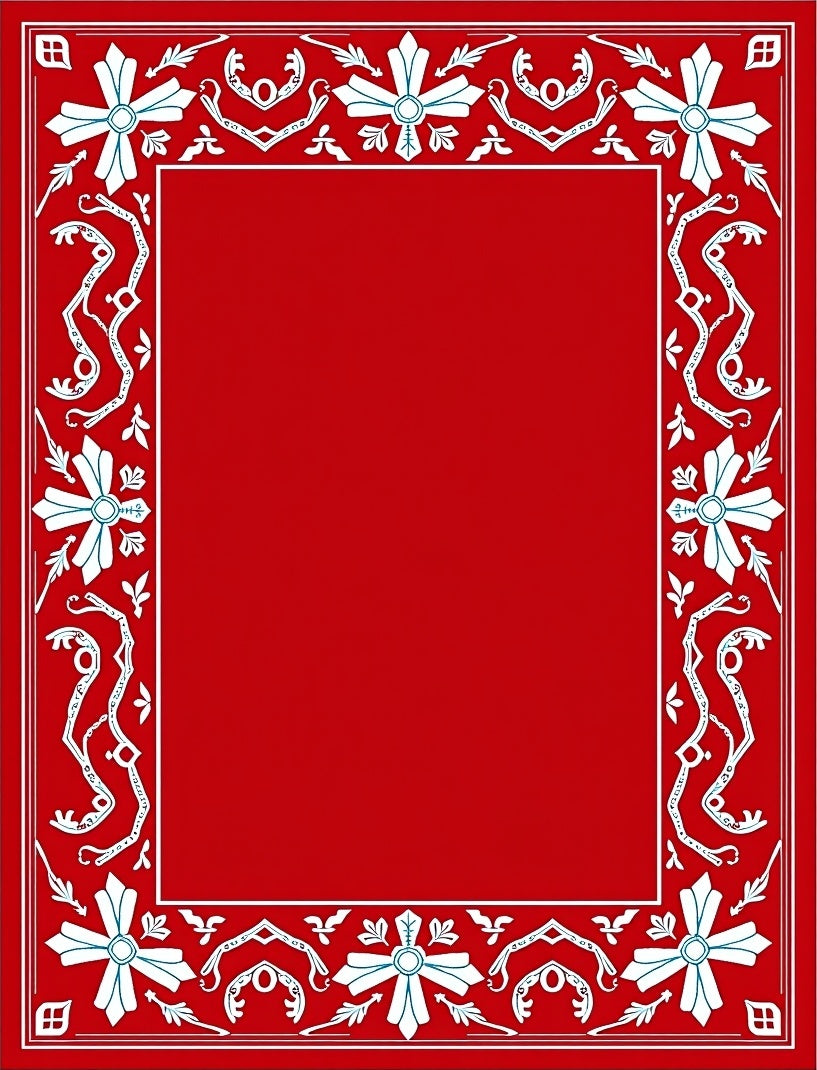 Crimson White Floral Border Rug