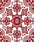 Rich Crimson Floral Medallion Arrangement Rug