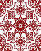 Rich Crimson Floral Medallion Arrangement Rug