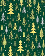 Gold White Evergreen Forest Pattern Rug