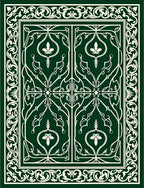 Emerald Green Ornate Floral Gate Rug