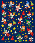 Whimsical Elves And Stars Navy Rug