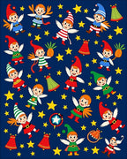 Whimsical Elves And Stars Navy Rug