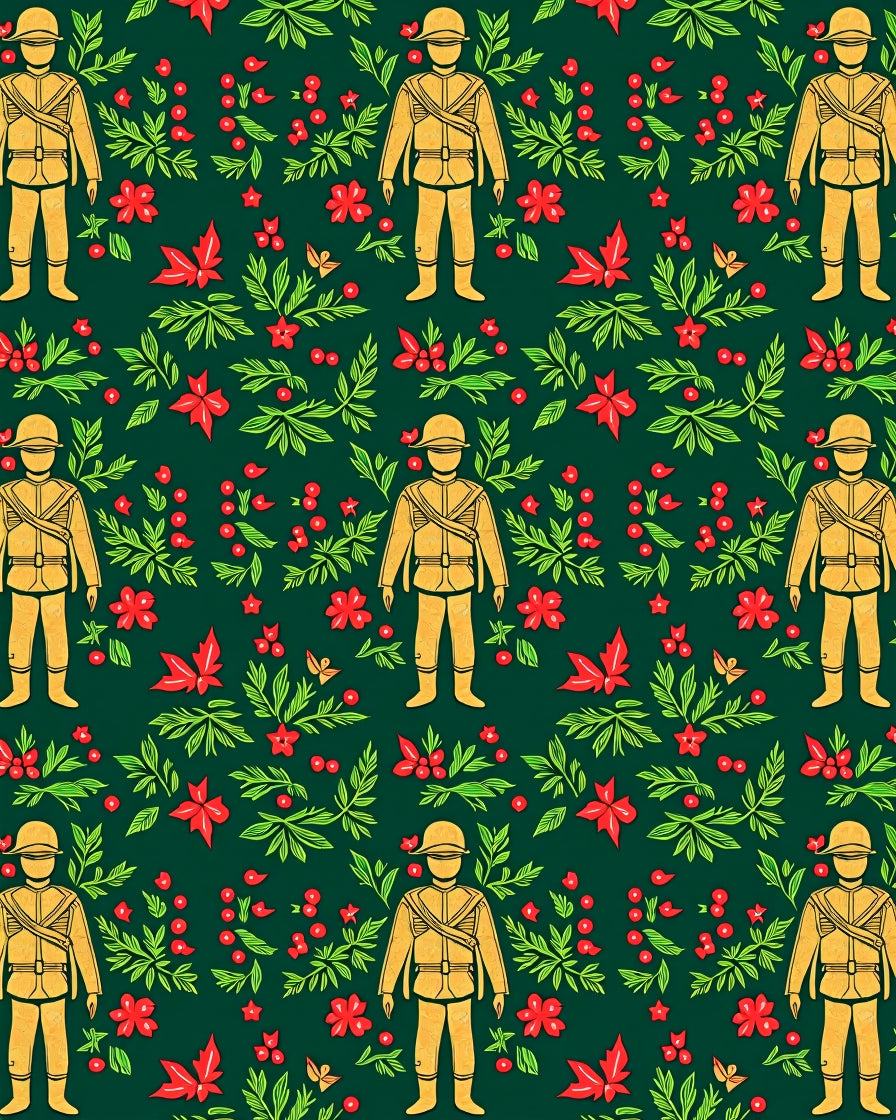 Golden Soldier Red Floral Garland Rug