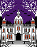 Haunted Mansion Bats Purple Sky Rug