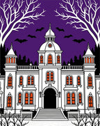 Haunted Mansion Bats Purple Sky Rug