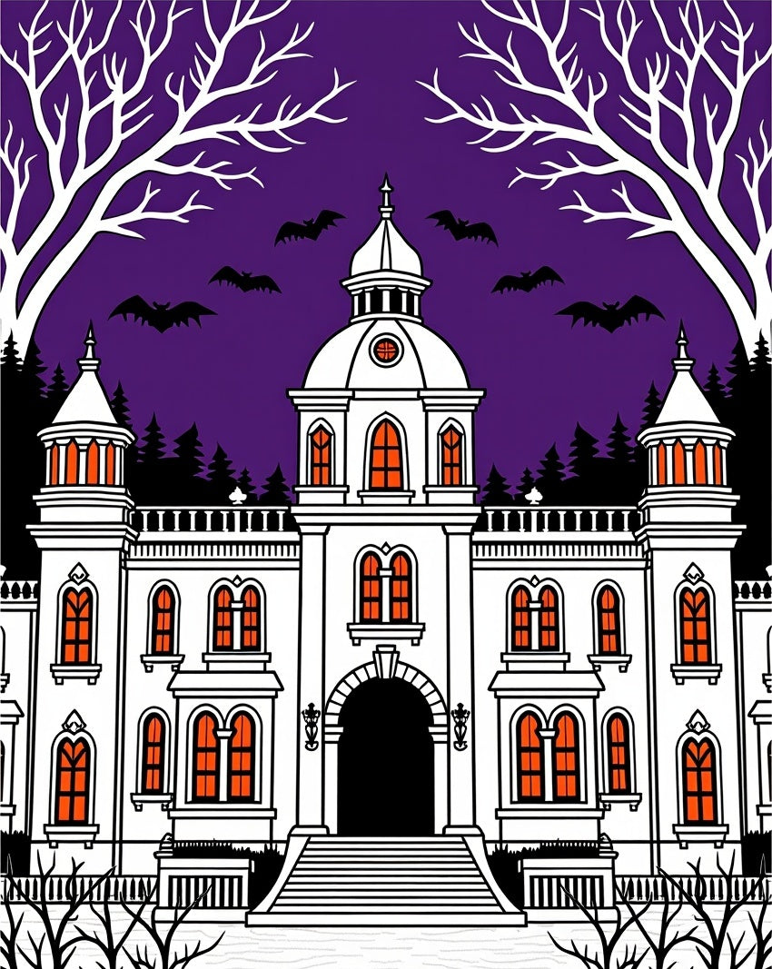 Haunted Mansion Bats Purple Sky Rug