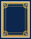 Ornate Gold Navy Blue Framed Rug
