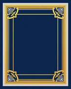 Ornate Gold Navy Blue Framed Rug