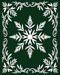 Forest Green Snowflake Floral Border Rug