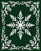 Forest Green Snowflake Floral Border Rug