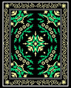 Emerald Green Floral Garden Medallion Rug