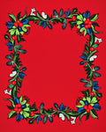Crimson Red Botanical Wreath Rug