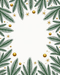 Festive Green Pine Sprigs Gold Orbs Stars Rug