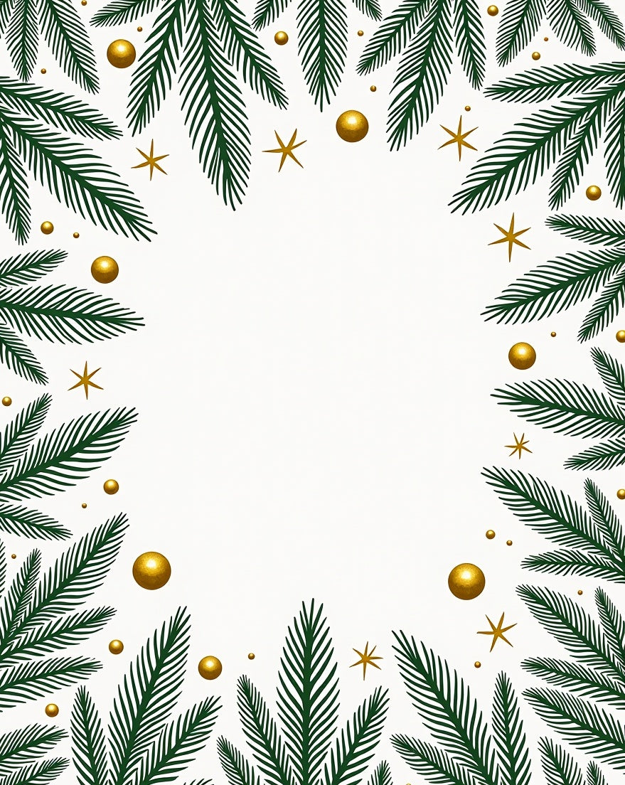 Festive Green Pine Sprigs Gold Orbs Stars Rug
