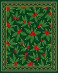 Festive Holly Berry Leaf Border Rug