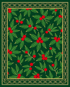 Festive Holly Berry Leaf Border Rug