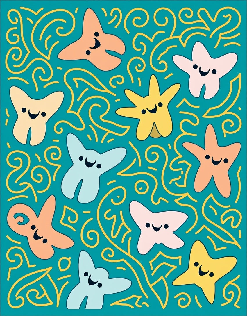 Joyful Starfish Teal Swirls Rug