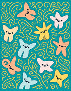 Joyful Starfish Teal Swirls Rug