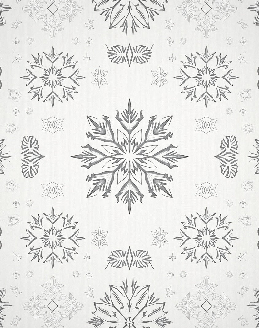 Gray Snowflake Winter Mandala Rug