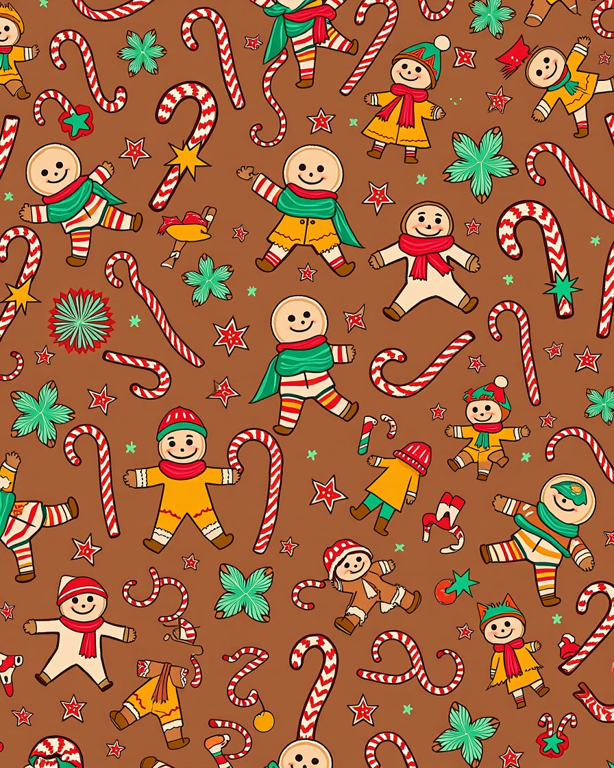 Gingerbread Candy Cane Holiday Characters Rug