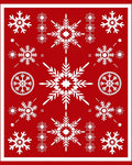 Festive Red Snowflake Collage Rug