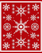 Festive Red Snowflake Collage Rug