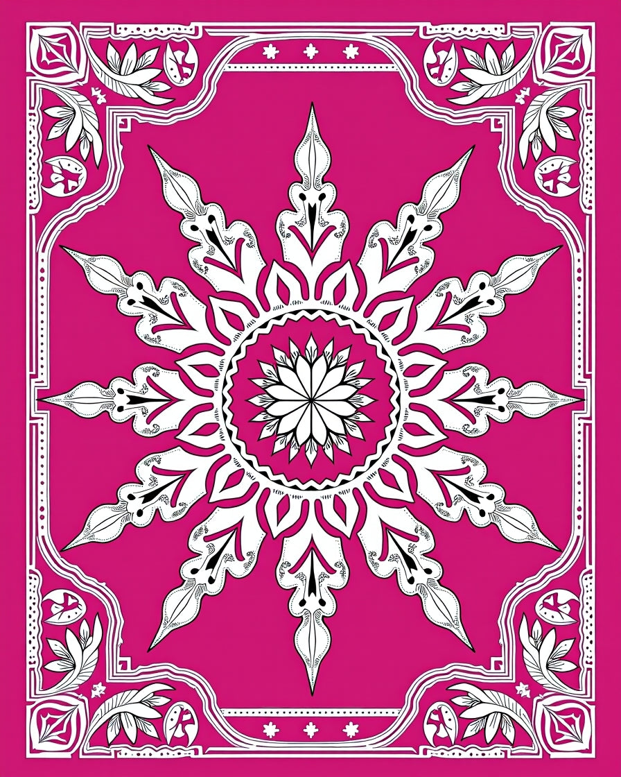Vibrant Magenta Floral Sunburst Rug