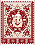 Crimson Santa Claus Snowflake Motif Rug