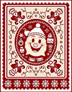 Crimson Santa Claus Snowflake Motif Rug