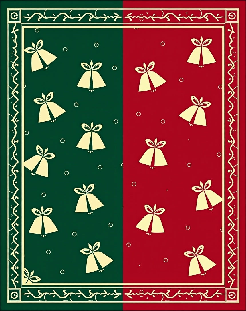 Festive Red Green Bell Scatter Rug