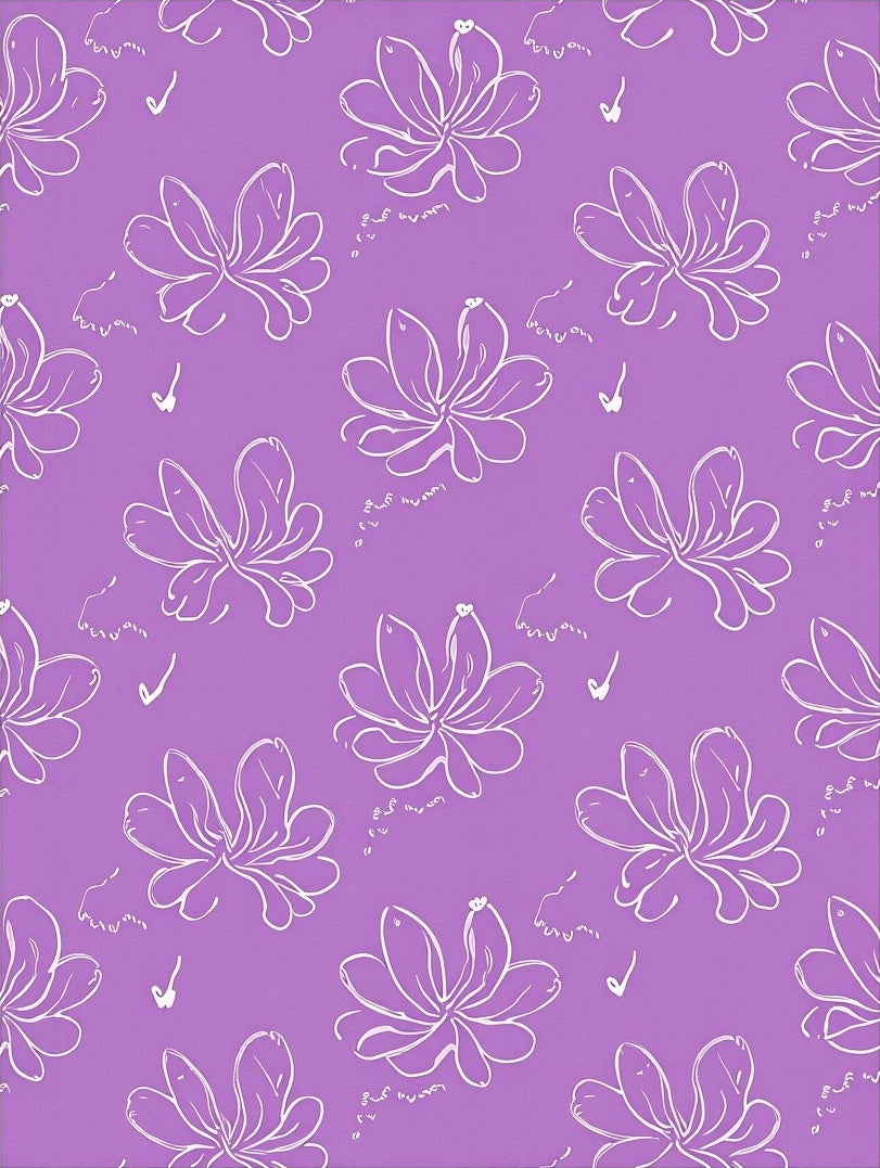 Lilac White Floral Sketch Repeats Rug