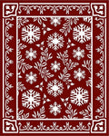 Crimson White Snowflake Botanical Border Rug