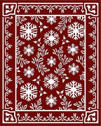 Crimson White Snowflake Botanical Border Rug